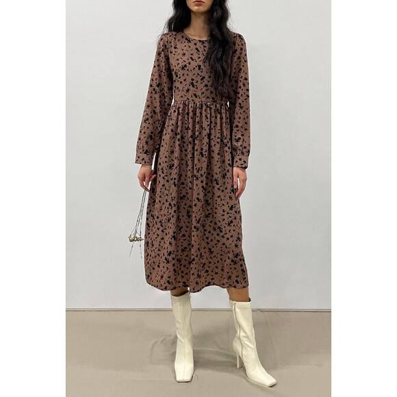 Oat + Fork Prairie Revival Boho Dress Small Floral Midi Long Sleeve Fall Western - Picture 1 of 9
